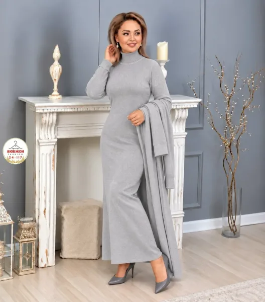 Модный двойка платья кардиган из турецкой лапши — фото 1