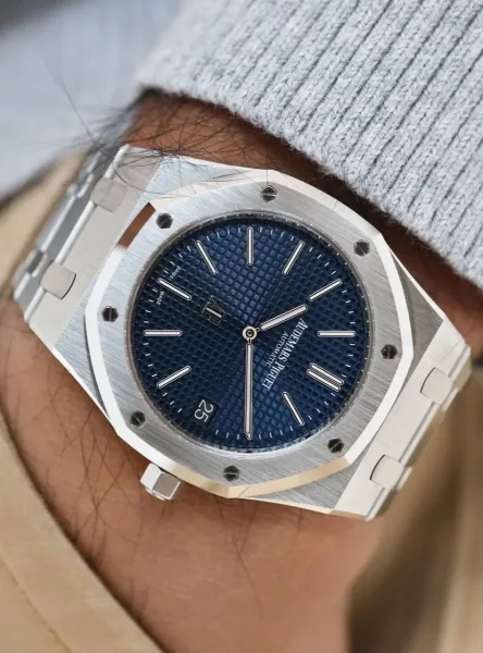 Часы в стиле Audemars Piguet Royal Oak Jumbo 15202ST, синий металл — фото 1