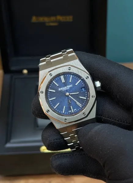 Часы в стиле Audemars Piguet Royal Oak Jumbo 15202ST, синий металл — фото 2