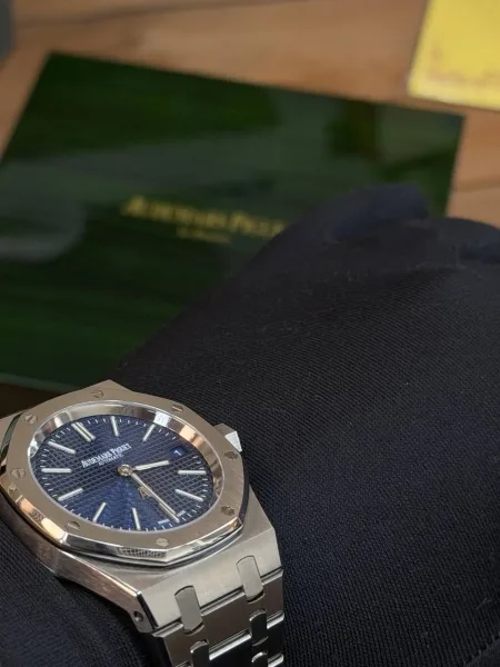Часы в стиле Audemars Piguet Royal Oak Jumbo 15202ST, синий металл — фото 3