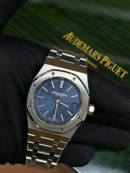 Часы в стиле Audemars Piguet Royal Oak Jumbo 15202ST, синий металл — фото 4