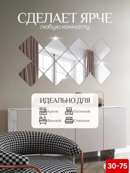 Зеркальные наклейки в виде геометрических сот добавляют интерьеру света и простора — фото 3