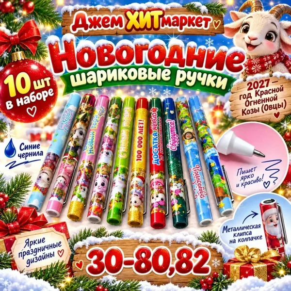 Новогодние шариковые ручки 250 — фото 1