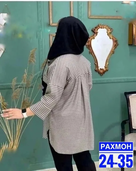 Рубашка с капюшоном из хлопка — фото 1