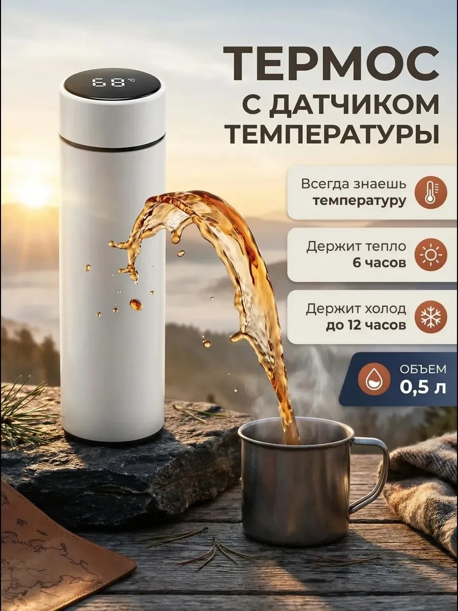 Комплектация Умный термос с датчиком температуры и ситечком — фото 1