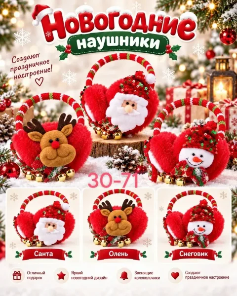 Новогодний Наушники меховые — фото 4