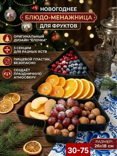 Пластиковая менажница в форме новогодней ёлки — фото 2