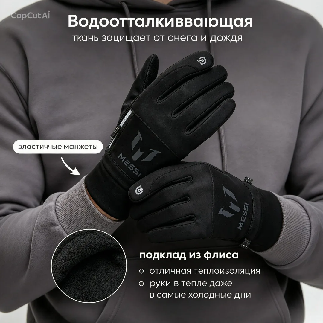 Перчатки мужские на флисе — фото 1
