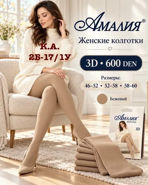 Плотные женские колготки 3D 600 DEN для уютных и красивых образов — фото 2