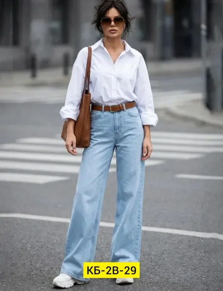 Широкие женские джинсы из 100 хлопка — фото 2