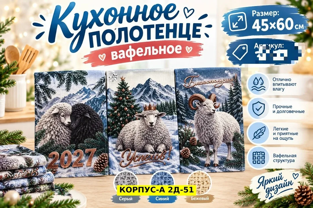 Вафельные кухонные полотенца из 100 хлопка — фото 2