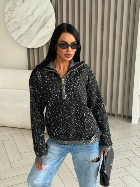 Свитер-поло от Chanel из шерсти и кашемира с высоким воротником-стойкой — фото 6