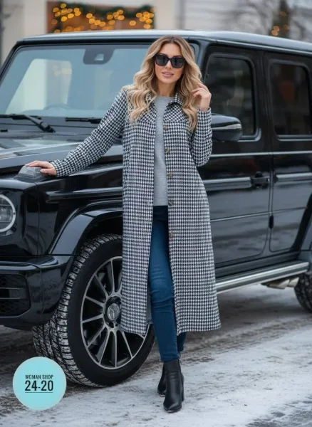 Кардиган из ткани гусиная лапа — фото 1