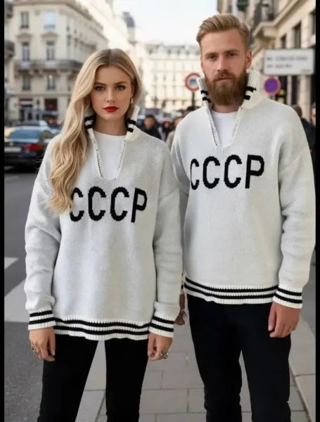 Свитер с надписью СССР из машинной вязки — фото 2