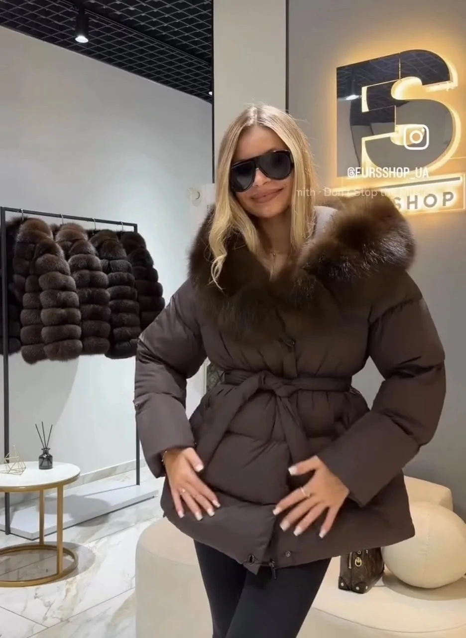 Пуховик с мехом песца — фото 2