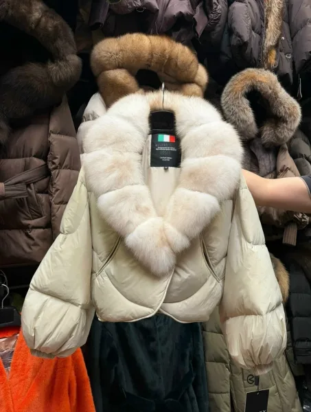 Пальто из натурального меха песца — фото 1