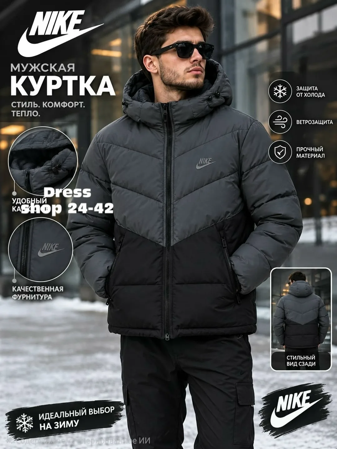 Теплая зимняя куртка из холлофайбера — фото 2