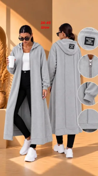 Тёплый кардиган из флиса с начёсом, удобный капюшон и застёжка — фото 2