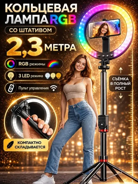 Светодиодная кольцевая лампа Q-260 — фото 5