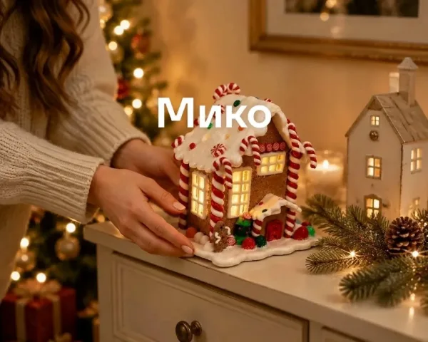 Украшения на ёлку с подсветкой, светятся тёплым светом, яркий пряничный — фото 3
