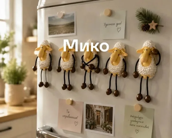 Магнитики-овечки с висячими ручками и ножками, полистоун — фото 6