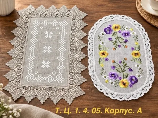 Салфетка вышивки на стол полу-лён с красивым вышивкой — фото 4
