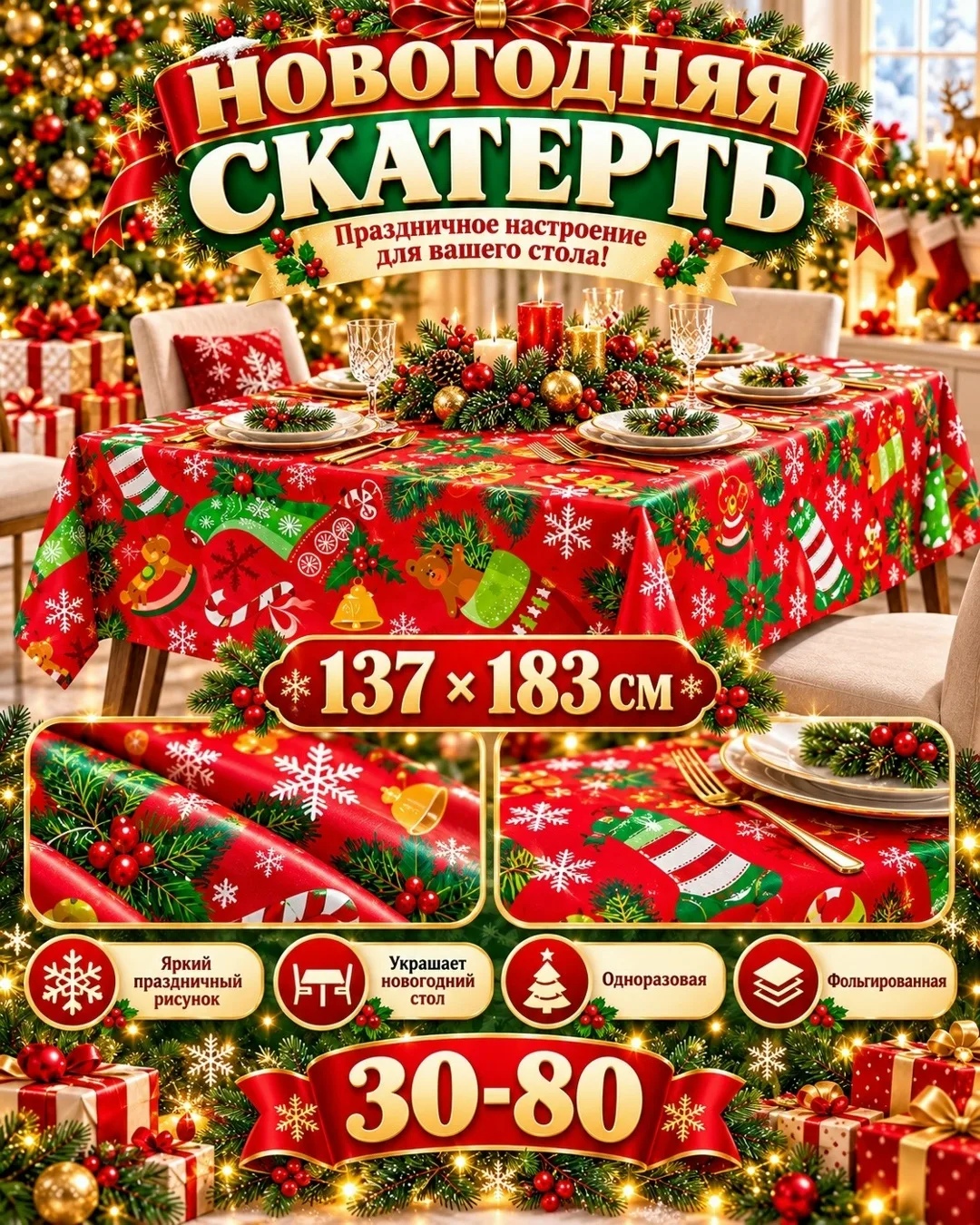 НОВОГОДНЯЯ СКАТЕРТЬ — фото 1