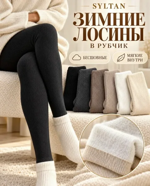 Тeпленькие, хорошо тянущиеся лосины на для любителей стиля и комфорта, хлопок — фото 2