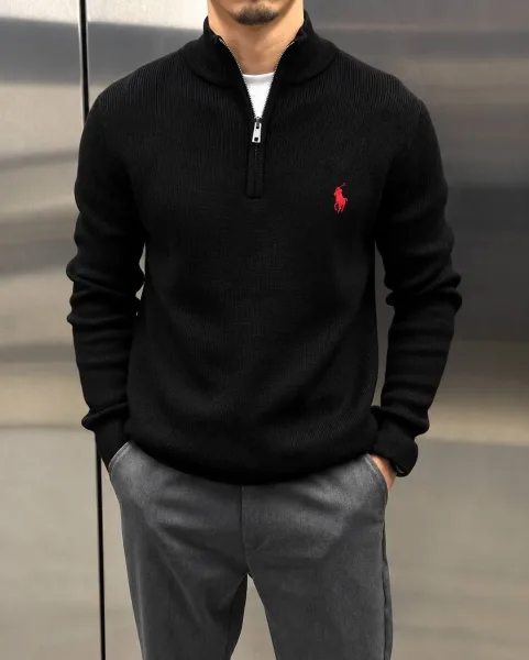 Свитер мужской с воротником-стойкой и вышивкой — фото 2