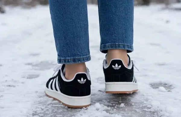 Зимние утепленные кроссовки Adidas Campus из натуральной замши — фото 9