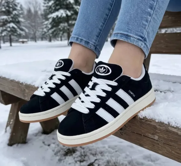 Зимние утепленные кроссовки Adidas Campus из натуральной замши — фото 8