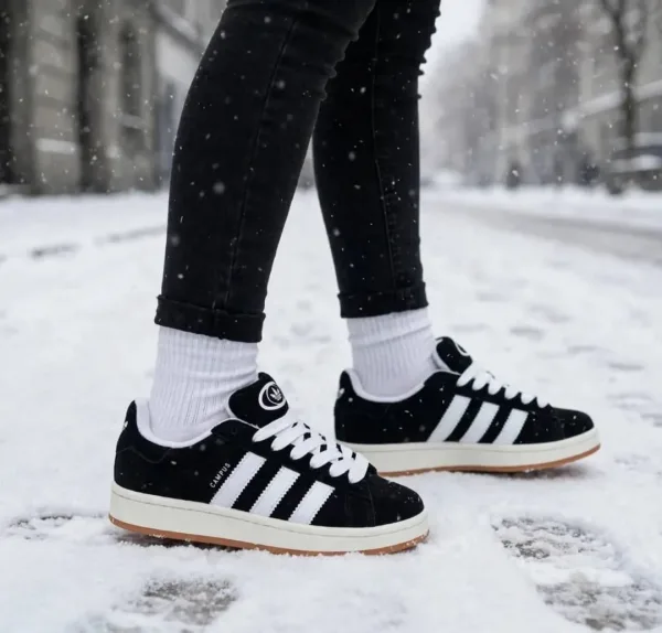 Зимние утепленные кроссовки Adidas Campus из натуральной замши — фото 15