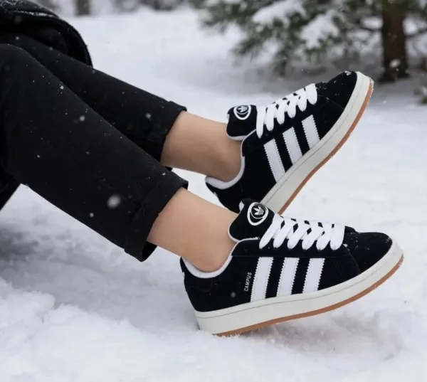 Зимние утепленные кроссовки Adidas Campus из натуральной замши — фото 21