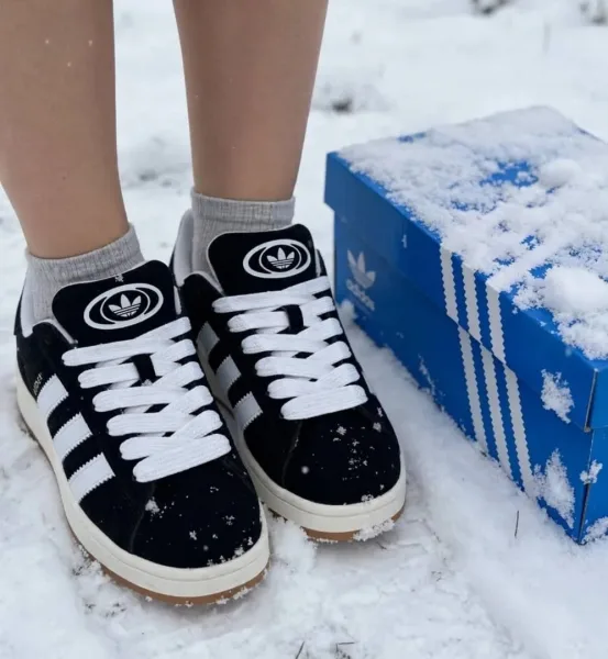 Зимние утепленные кроссовки Adidas Campus из натуральной замши — фото 18