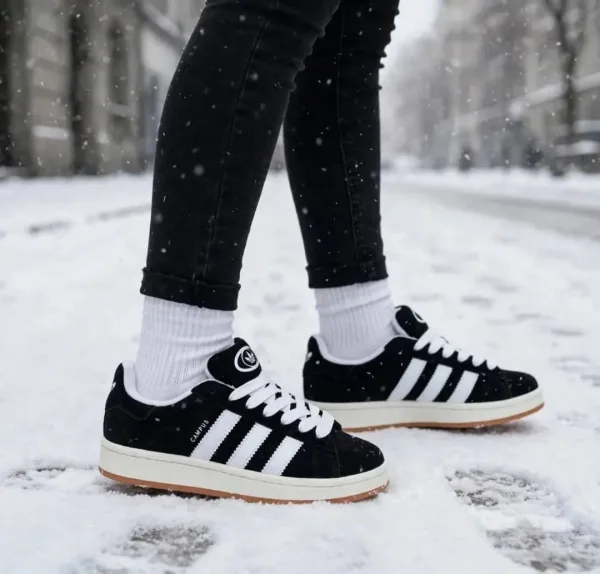 Зимние утепленные кроссовки Adidas Campus из натуральной замши — фото 16