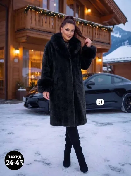 Пальто премиум-класса из ткани альпака с натуральным мехом — фото 3