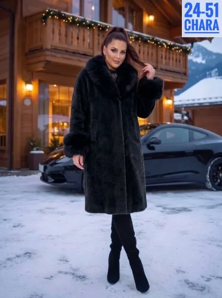 Пальто премиум-класса из ткани альпака с натуральным мехом — фото 1