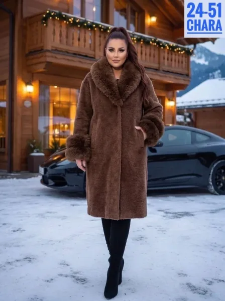Пальто премиум-класса из ткани альпака с натуральным мехом — фото 3