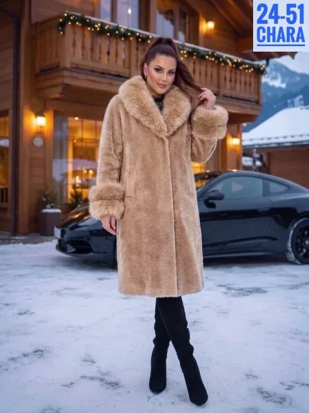 Пальто премиум-класса из ткани альпака с натуральным мехом — фото 5