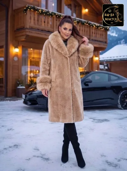 Пальто премиум-класса из ткани альпака с натуральным мехом — фото 5