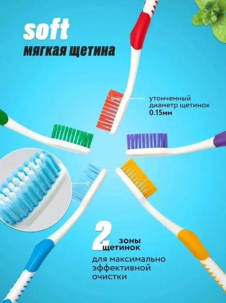 Мягкие щетинки 0.15 мм, две зоны очистки, нескользящая ручка, подходит — фото 2