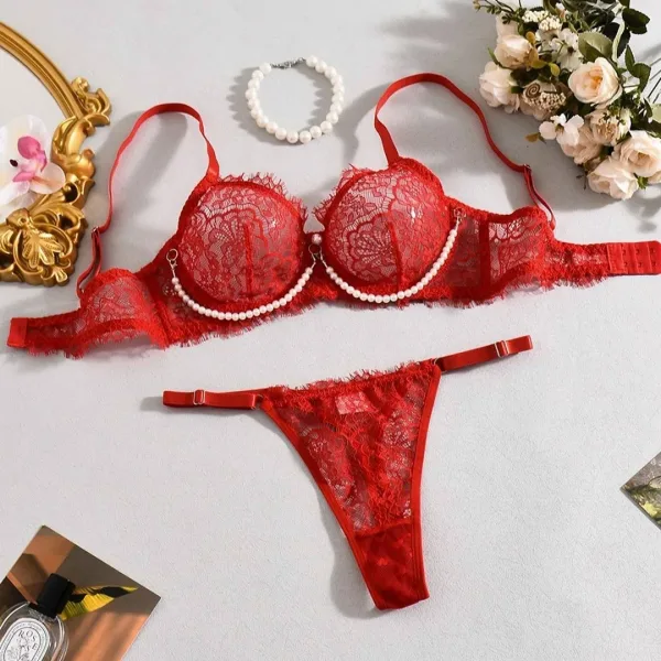 Трусики-стринги RED PEARL LACE — фото 4