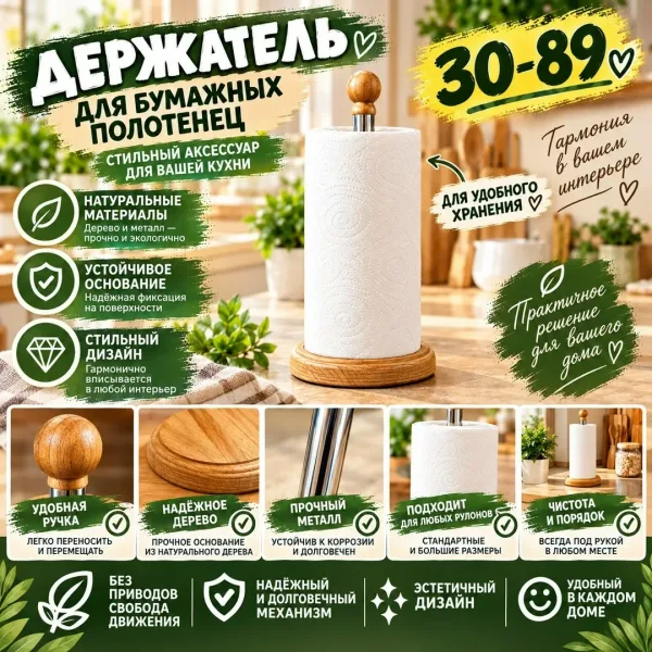 Держатель для бумажных полотенец на кухню будет прекрасным подарком на новоселье, годовщину, свадьбу, юбилей, день рожде