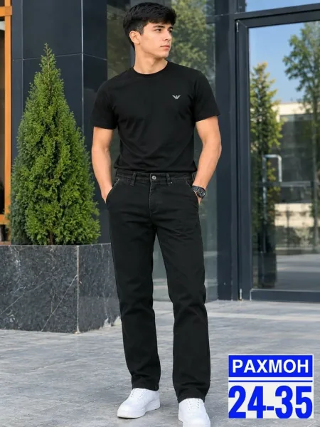 Тёплые брюки из мягкого хлопка с флисовым подкладом — фото 1