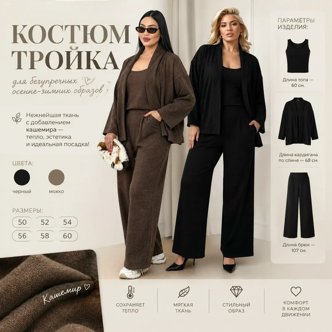Уютный костюм-тройка для безупречных осенне-зимних образов — фото 1