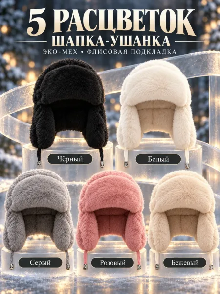 Детские шапки-ушанки из эко-меха лисы — фото 6