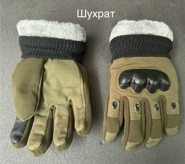Перчатка тактическая с мехом Мох Мултикам Олива Чёрны — фото 7