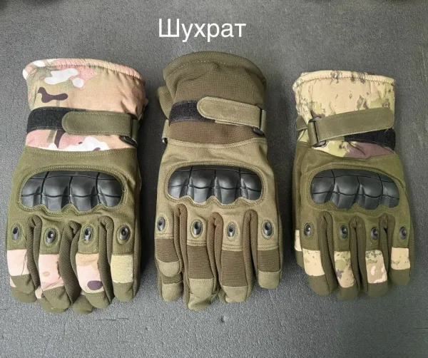 Перчатка тактическая с мехом Мох Мултикам Олива Чёрны — фото 8