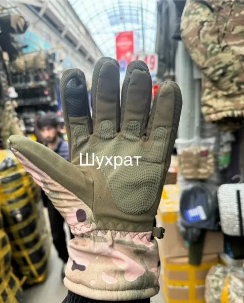 Перчатка тактическая с мехом Мох Мултикам Олива Чёрны — фото 9