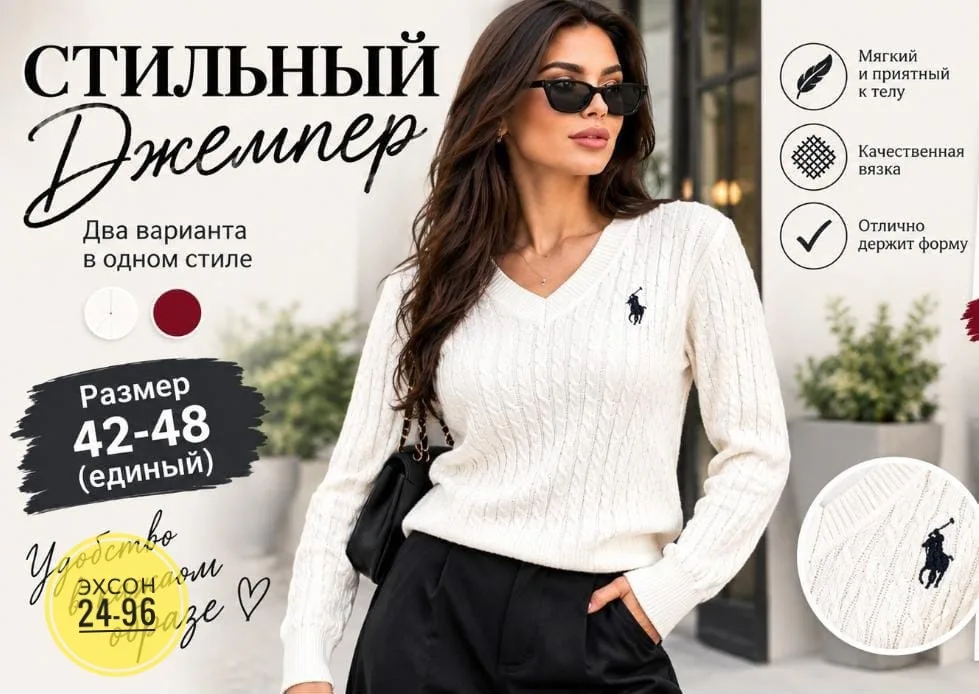 Однотонный свитер из натурального кашемира — фото 1